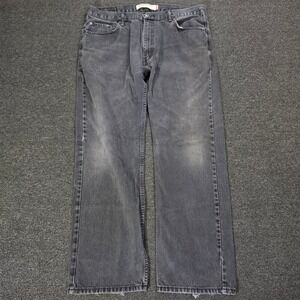 Vintage Levis 505 Straight Fit Jeans Mens 33x32 Black Faded Denim Pants Y2K